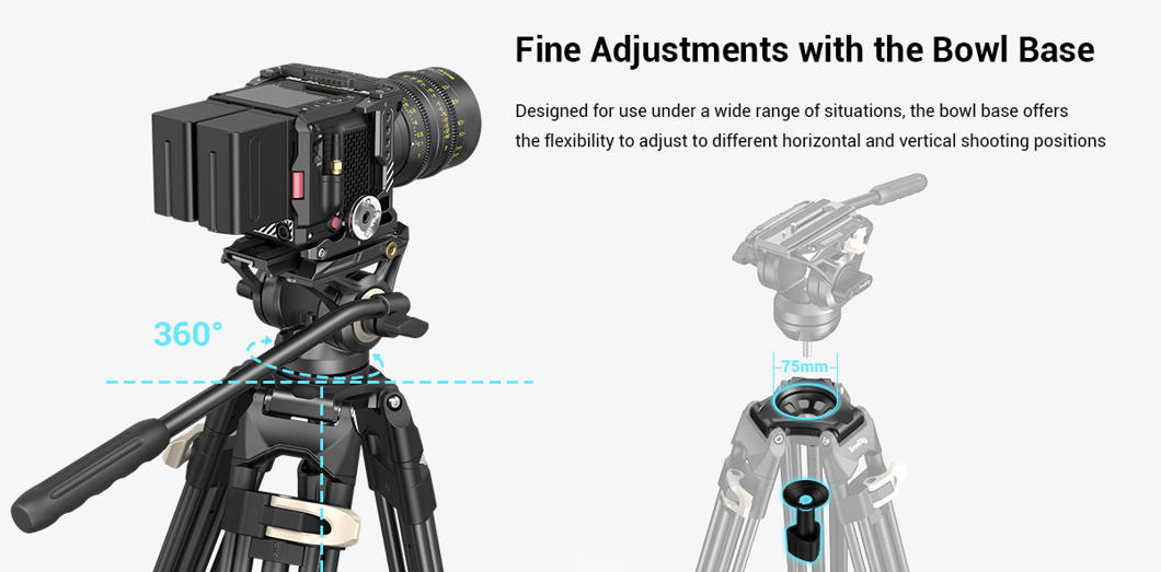 SmallRig AD-01 Heavy Duty Video Tripod System W/ 360° Fluid Head (Model 3751) - Open Box
