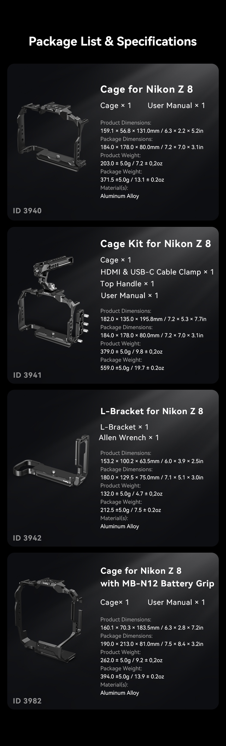 SmallRig Camera Cage for Nikon Z8 with MB-N12 Battery Grip 3982