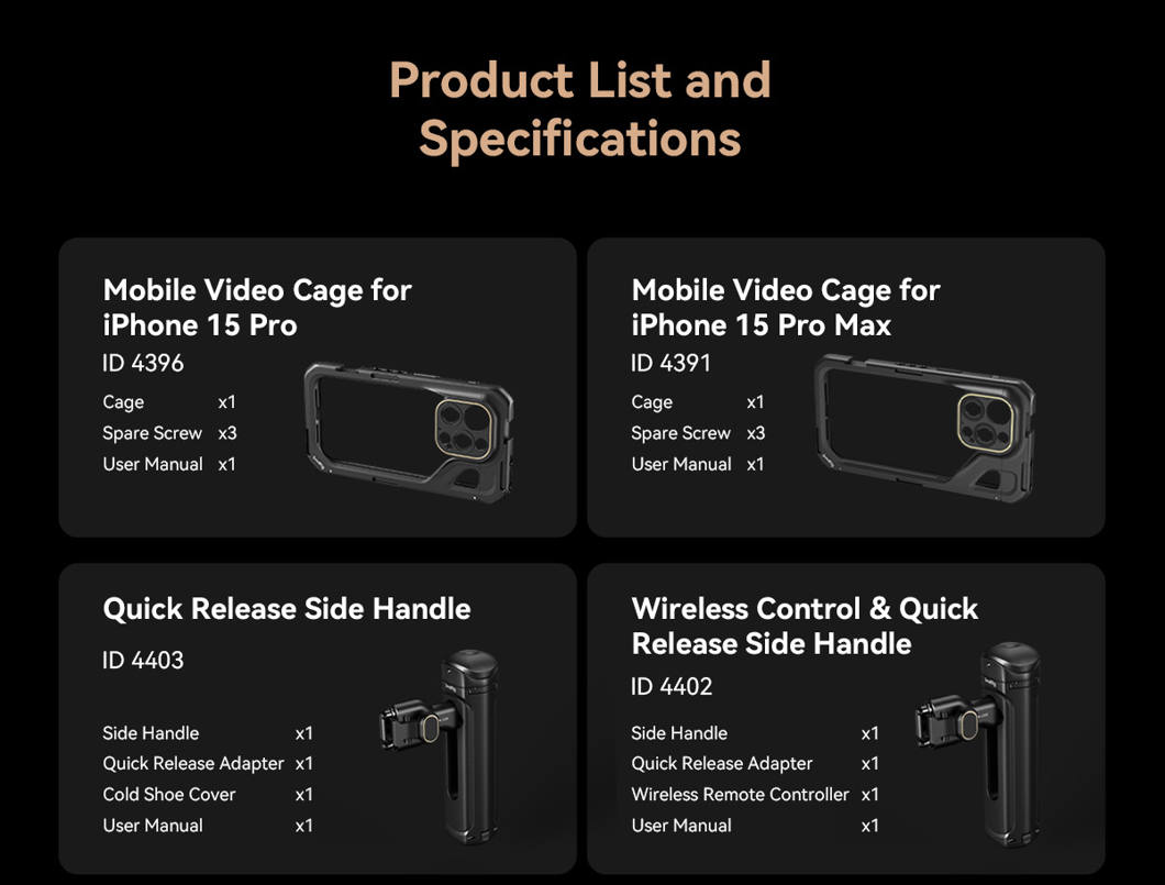 SmallRig 4391 Video Cage para iPhone 15 Pro MAX