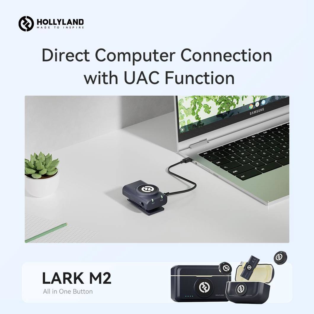Hollyland LARK M2 DUO 2-Person Wireless Microphone System with USB-C  Connector (2.4 GHz, Shine Charcoal)