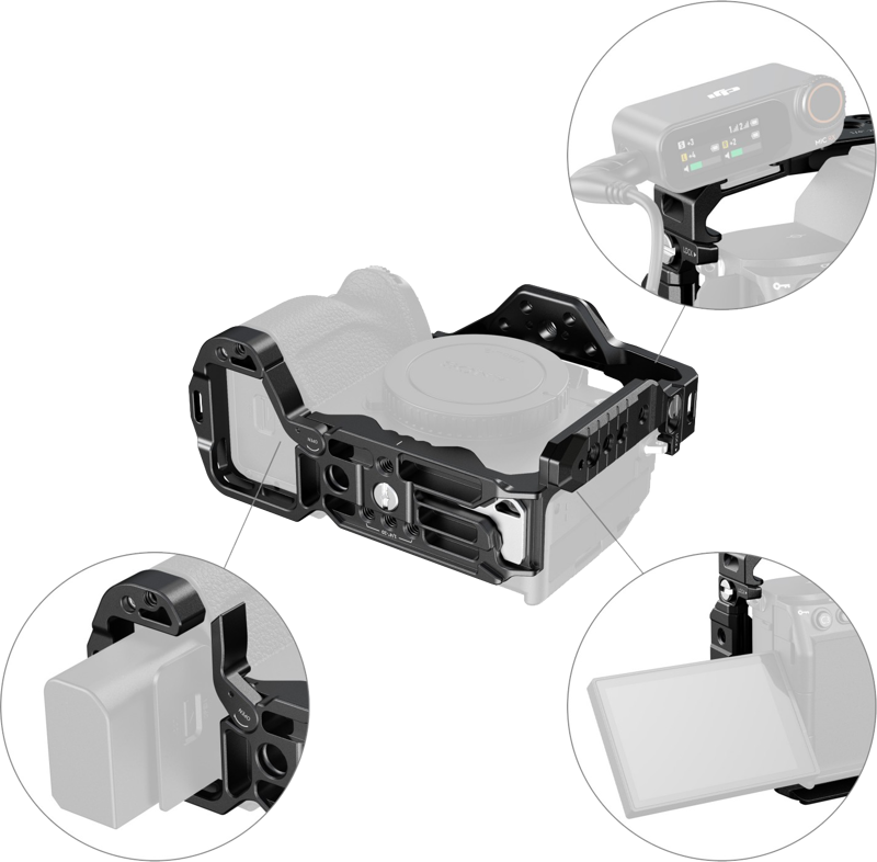 thumbnail interactive-video image 1 of Sony A7 Iv SmallRig \"Rhinoceros\" Cage Kit For Sony Alpha 7R V / A7 IV / A7S III W/Cable Clamp W Quick-Release Plate For Arca-Swiss -4308 Sony A7iv Cage 1 of 14