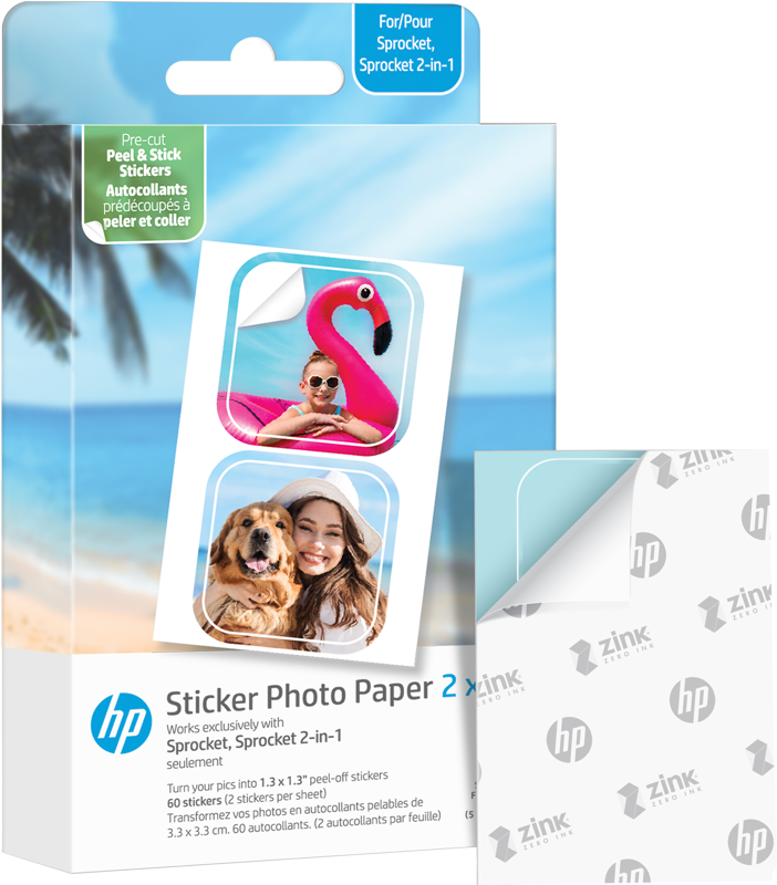 HP Sprocket Zink paper Luna 30-pack 2x3 pre-cut 1,3x1,3 sticker