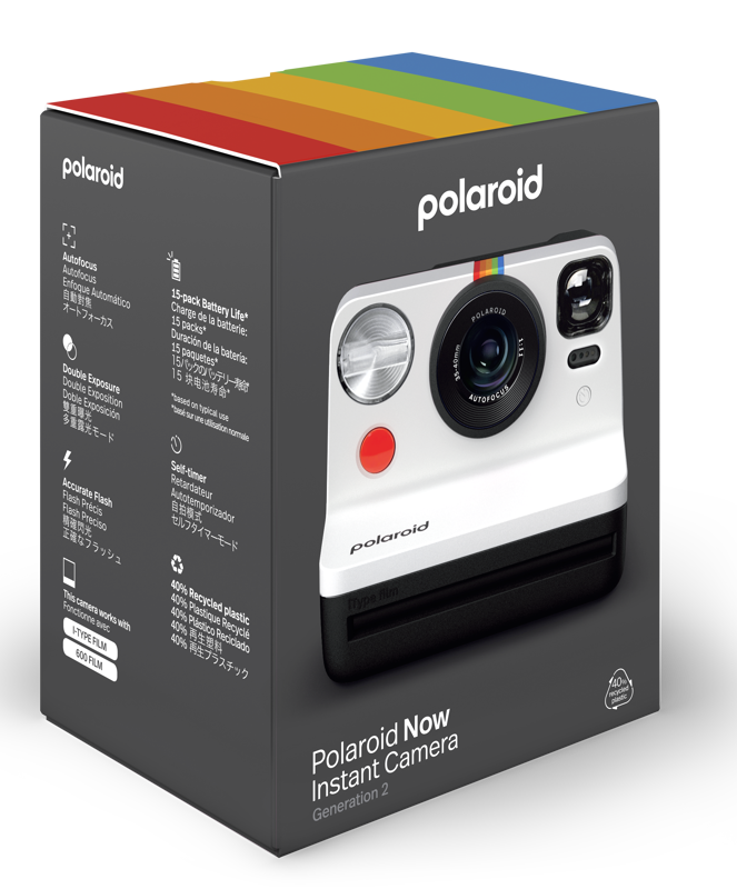 Polaroid Originals Now i-Type Instant Film Camera (Black and White) Bundle  with Color Instant Film for i-Type Cameras and Reusable Vintage Accessory