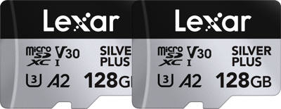 microSDXC Silver Plus 1066x UHS-I/U3/A2/4K R205/W150 (V30) 128GB - 2pack 