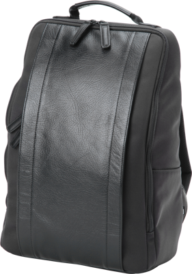 I RR4-06C I Leather Panel Backpack, Black 