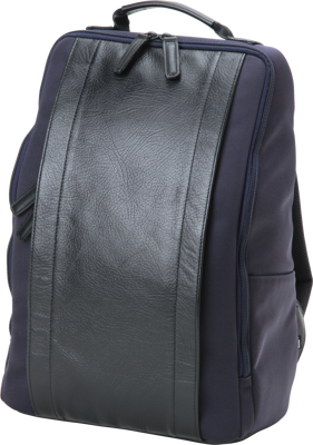 I RR4-06C I Leather Panel Backpack, Navy 