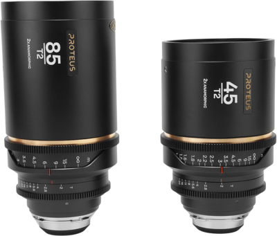 Proteus 2X Anamorphic 2-Lens Bundle Set B (45mm, 85mm) - Amber - Arri PL/Canon EF