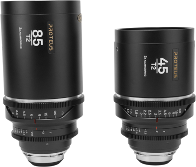 Proteus 2X Anamorphic 2-Lens Bundle Set B (45mm, 85mm) - Silver - Arri PL/Canon EF