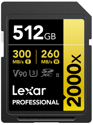 SDXC Pro 2000X UHS-II U3 R300/W260 (V90) 512GB