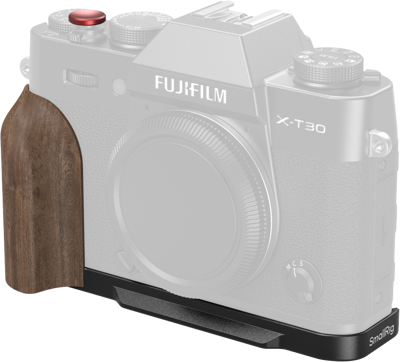 5666 L-Shaped Mount Plate with Wooden Handle for FUJIFILM X-T30 / T30 II / T30 III Black