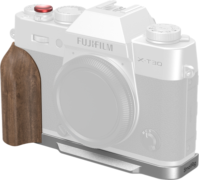 5667 L-Shaped Mount Plate with Wooden Handle for FUJIFILM T30 / T30 II / X-T30 III Silver