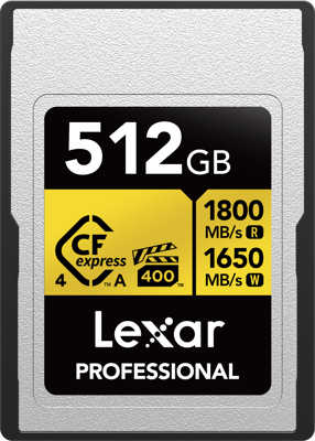 CFexpress 4.0 Pro Gold, VPG400/IP68, R1800/W1650/SW1000 (Type A) 512GB