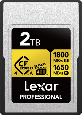 CFexpress 4.0 Pro Gold, VPG400/IP68, R1800/W1650/SW1400 (Type A) 2TB