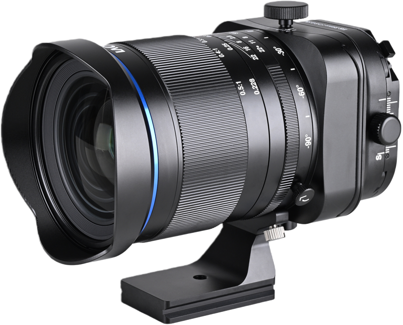 Laowa 35mm f/2.8 Zero-D Tilt-Shift 0.5x Macro – Fuji GFX – Obiectiv manual tilt ±10° shift ±8mm macro 0.5x, design Zero-D fără distorsiuni, APO apocromatic, 14 elemente 12 grupe, 15 lamele diafragmă, distanță minimă focalizare 22.8cm, rotire 360°, filet 77mm, 1350g [15]