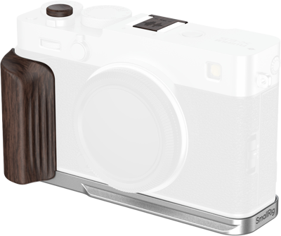 6236 L-Shaped Mount Plate with Wooden Handle for FUJIFILM X-E5 (Ebony, Silver)