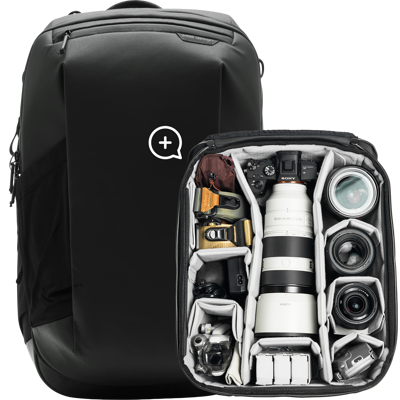 Travel Backpack 2-in-1 40L w/ Camera Cube (Large) I Black