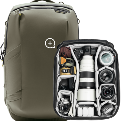 Travel Backpack 2-in-1 40L w/ Camera Cube (Large) I Stone