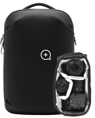 Travel Backpack 20L w/ Camera Cube (Small) I Black