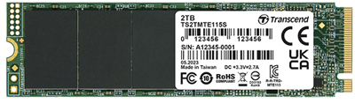 PCIe M.2 SSD 115S, M.2 2280,PCIe Gen3x4, NVMe, TLC, DRAM-less I 2TB